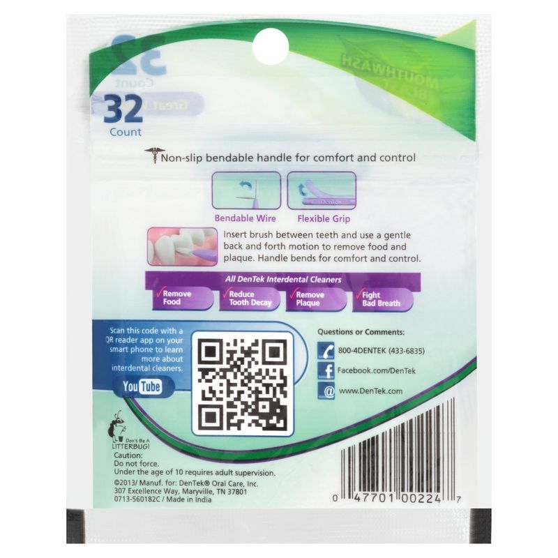 DenTek Slim Brush Mouthwash Blast Extra Tight Interdental Cleaners, 32 count