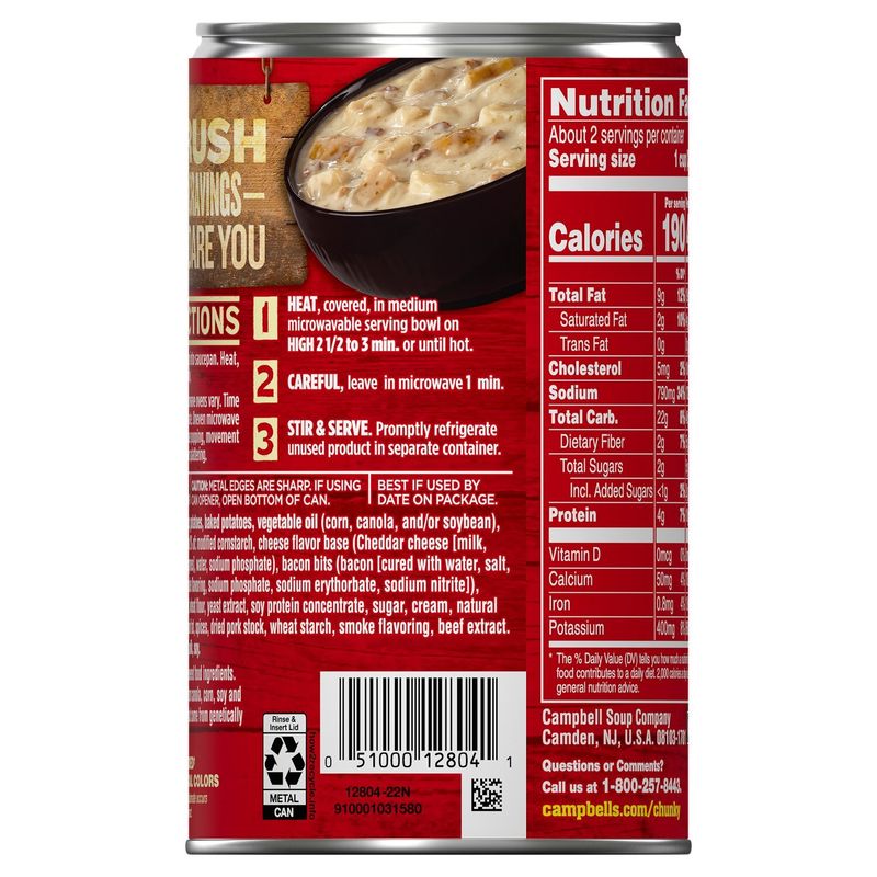 Campbell's Chunky Baked Potato with Cheddar &amp; Bacon Bits Soup, 18.8 oz