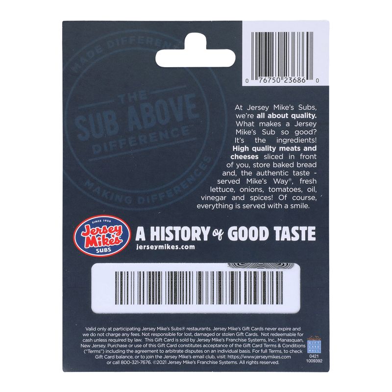 Jersey Mikes $25 Gift Card, 1 each