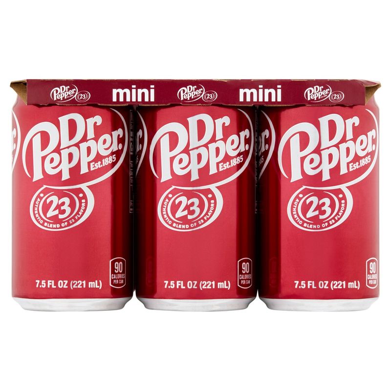 Dr Pepper Mini Soda, 7.5 fl oz, 6 count