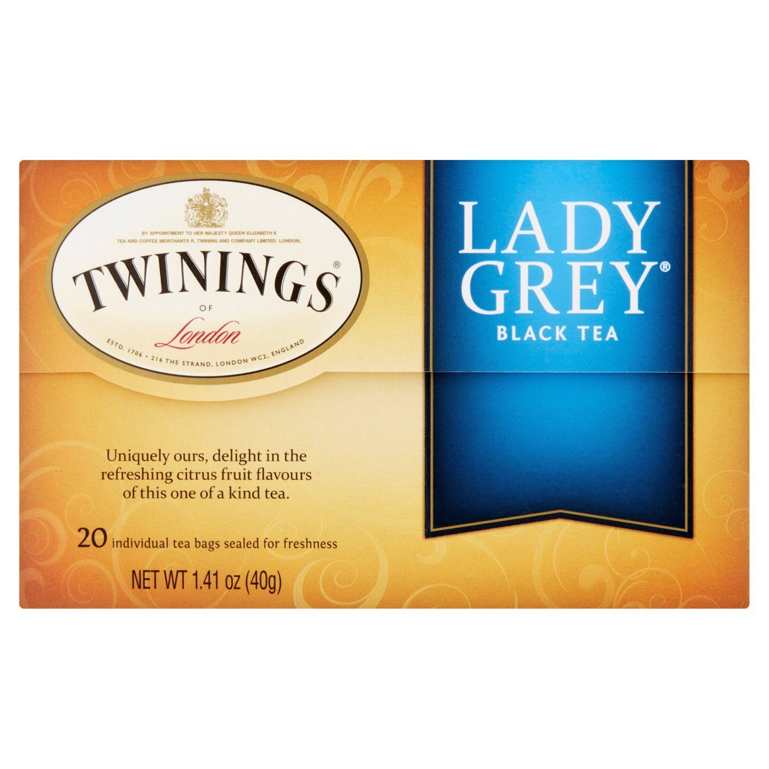 Twinings Lady Grey Flavoured Black Tea Bags, 20 count, 1.41 oz