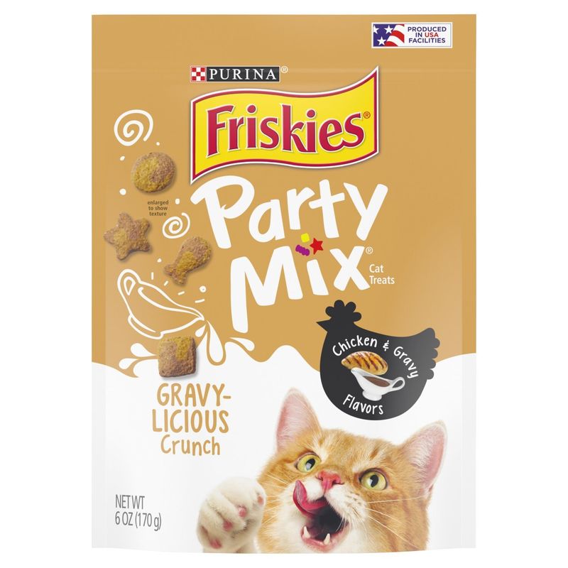 Purina Friskies Party Mix Chicken &amp; Gravy Flavors Cat Treats, 6 oz