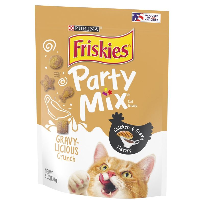 Purina Friskies Party Mix Chicken &amp; Gravy Flavors Cat Treats, 6 oz