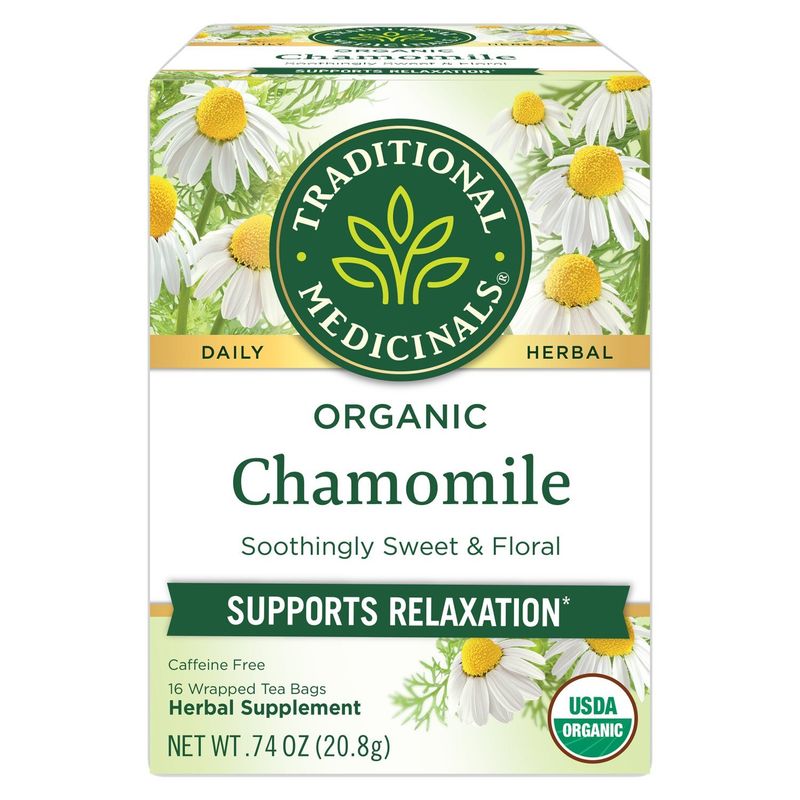 Traditional Medicinals Organic Chamomile Tea Bags Herbal Supplement, 16 count, .74 oz