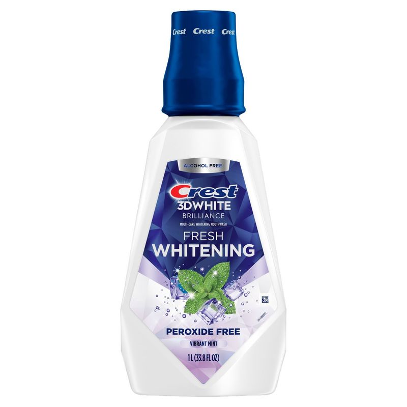 Crest 3D White Fresh Whitening Mouthwash/Mouth Rinse, Great Tasting Whitening Guaranteed, Alcohol-F