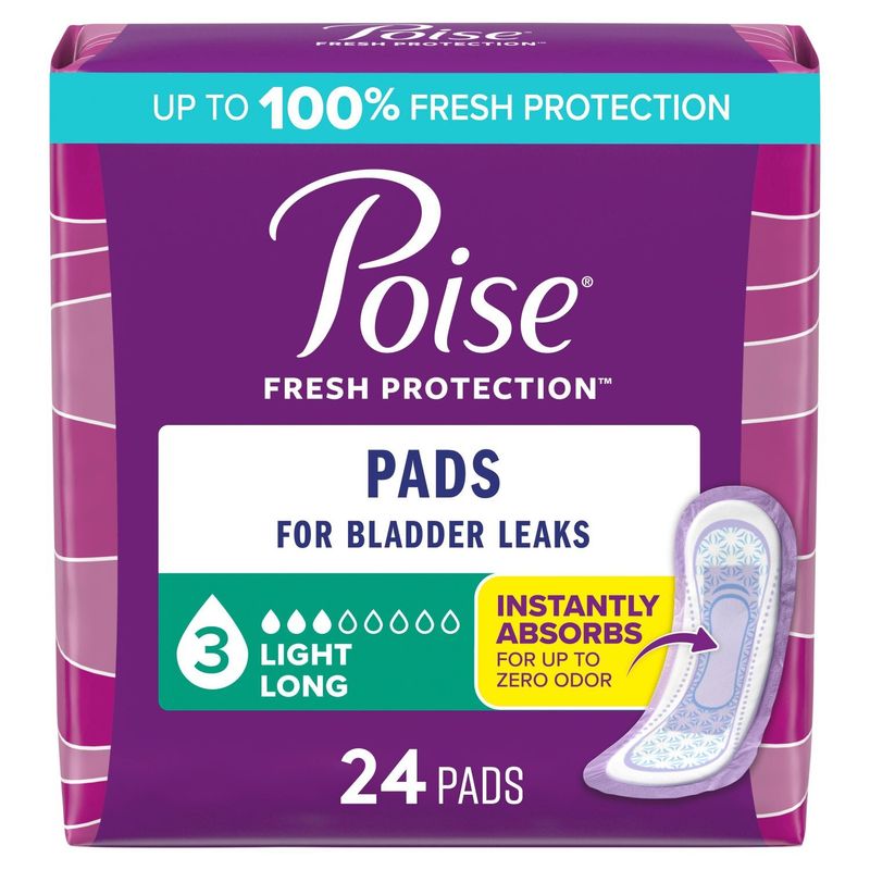 Poise Fresh Protection Light Long Pads, 24 count
