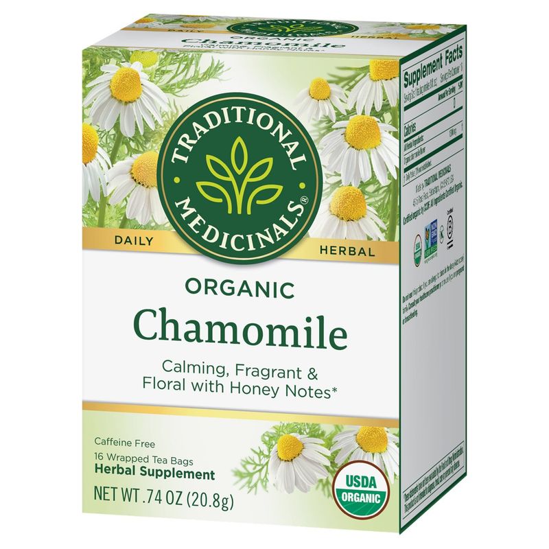 Traditional Medicinals Organic Chamomile Tea Bags Herbal Supplement, 16 count, .74 oz