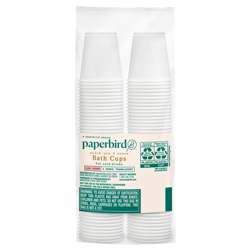 Paperbird Quick-Use 3 Ounce Translucent Bath Cups, 100 count