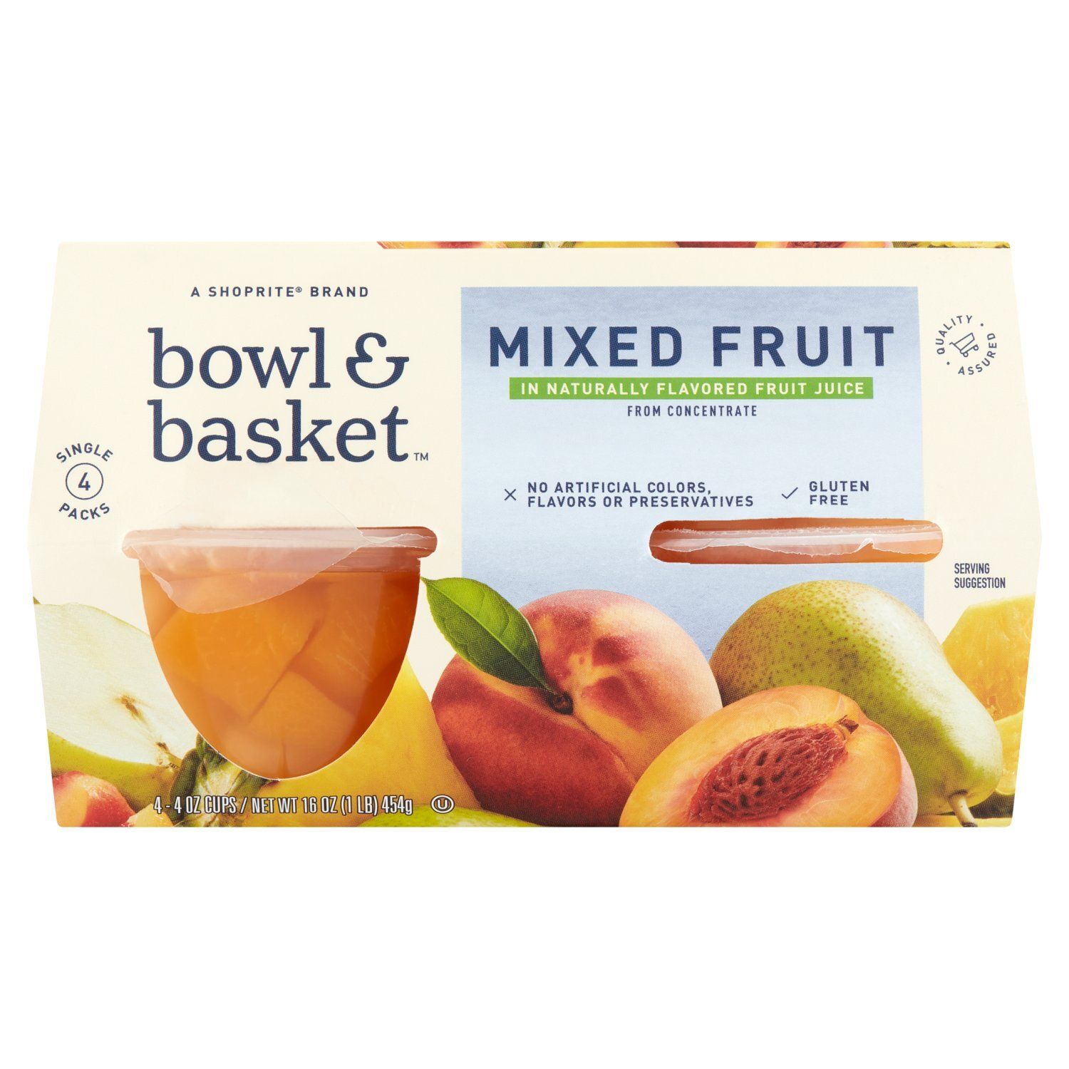 Bowl &amp; Basket Mixed Fruit in Naturally Flavored Fruit Juice, 4 oz, 4 count