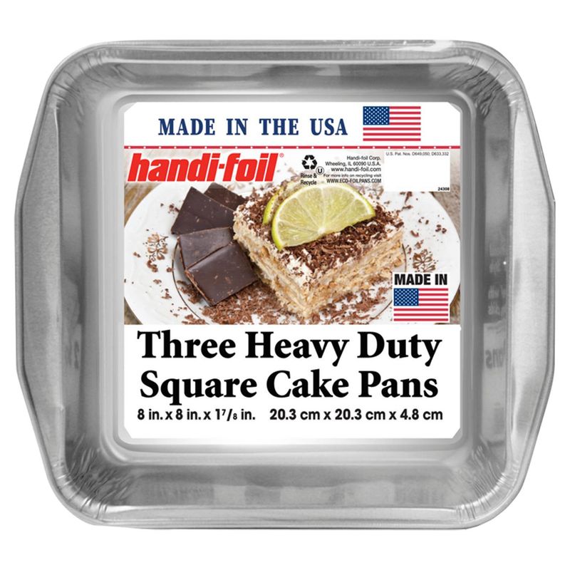 Handi Foil Heavy Duty 8" Square Cake Pans, 3 Count