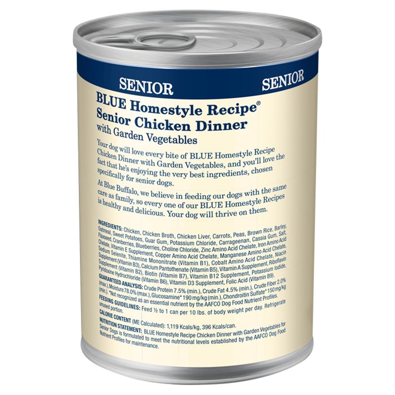 Blue Buffalo Homestyle Recipe Natural Senior Wet Dog Food, Chicken 12.5-oz Can