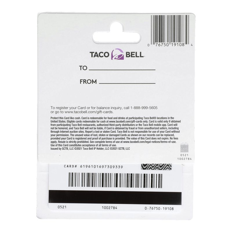 Taco Bell $25 Gift Card        , 1 each