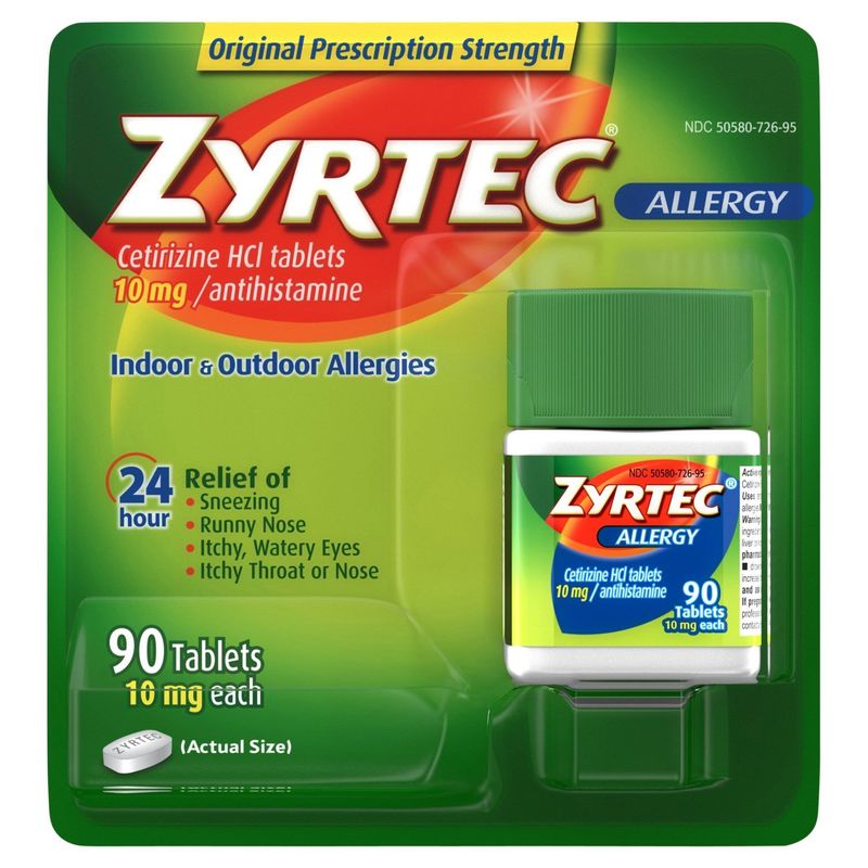 Zyrtec Indoor &amp; Outdoor Allergy Tablets, 10 mg, 90 count