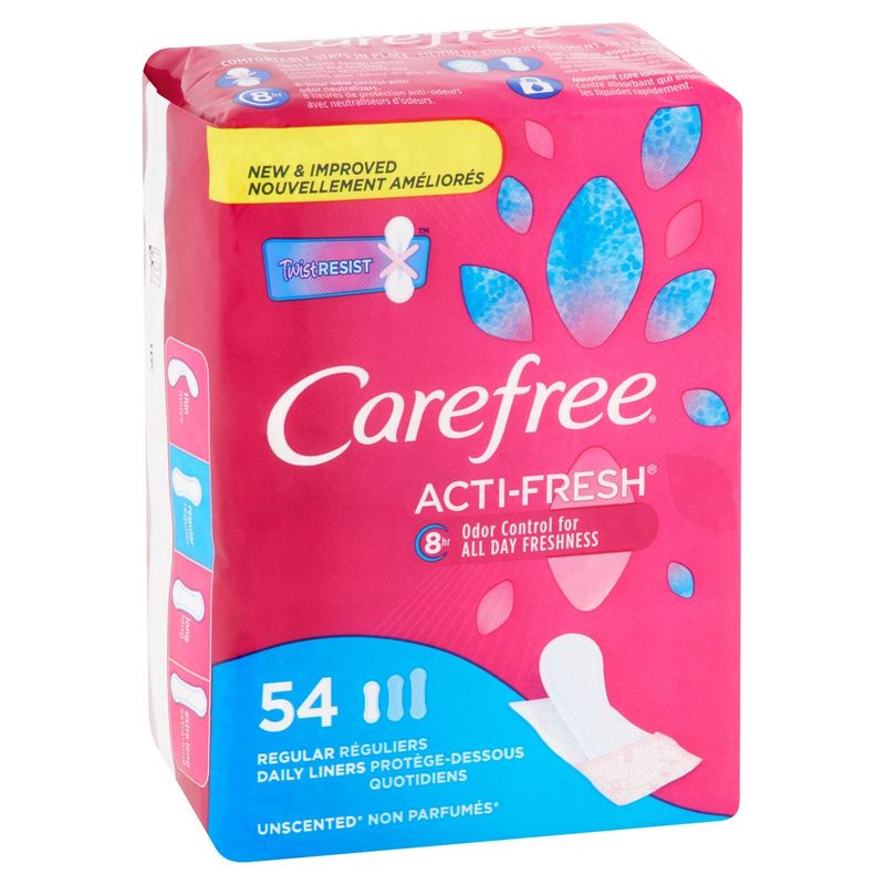 Carefree Acti-Fresh Regular Unscented Daily Liners, 54 count