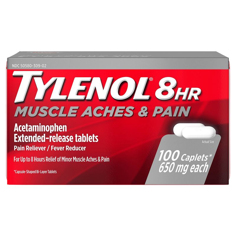 Tylenol 8hr Muscle Aches &amp; Pain Acetaminophen Extended-Release Tablets, 650 mg, 100 count