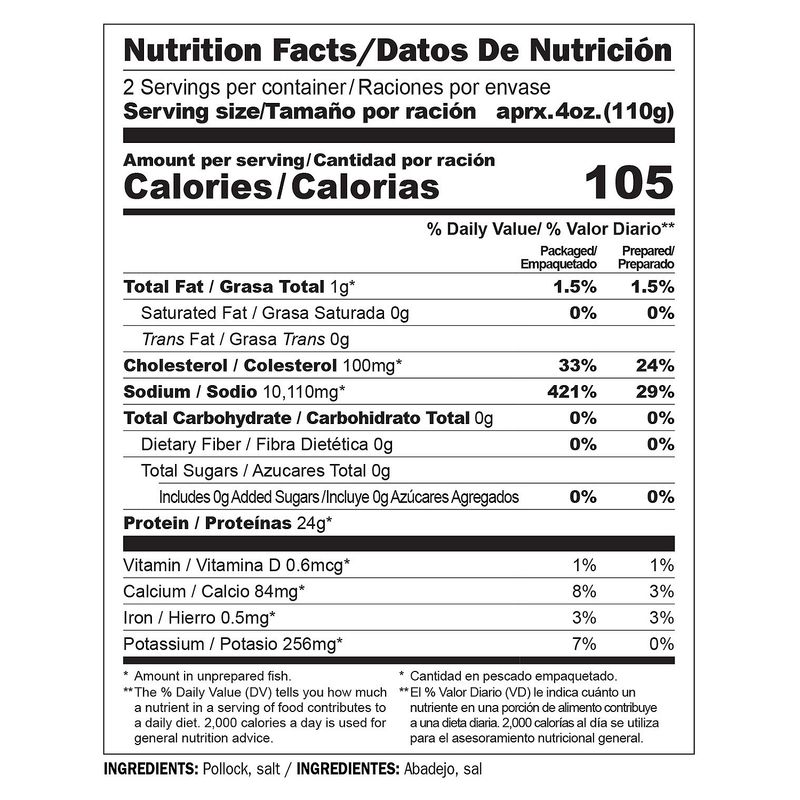 Buena Ventura Salted Pollock Fillets, 16 oz