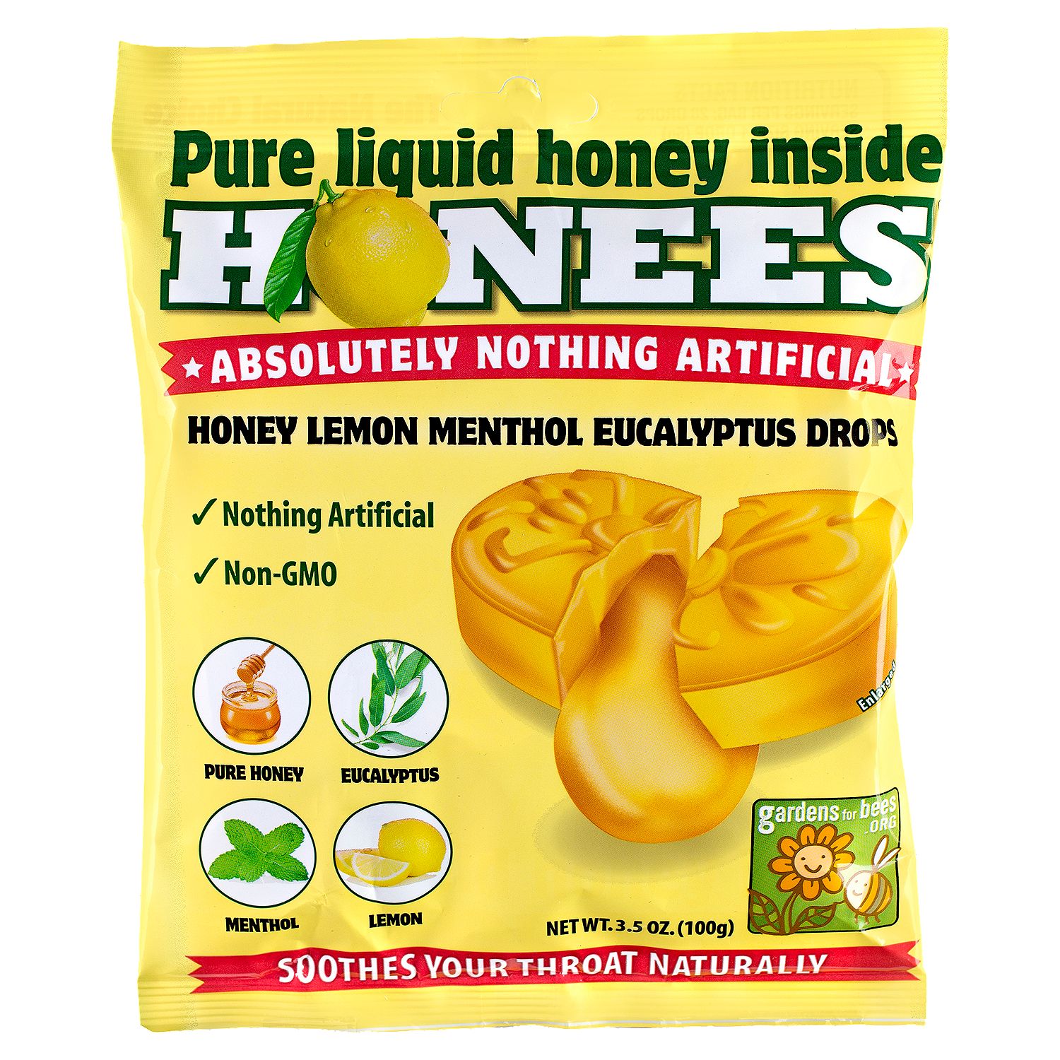 Honees Honey Lemon Menthol Eucalytpus Drops, 20 count, 3.5 oz