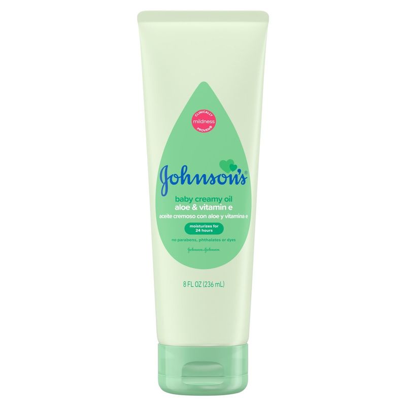 Johnson's Aloe &amp; Vitamin E Baby Creamy Oil, 8 fl oz