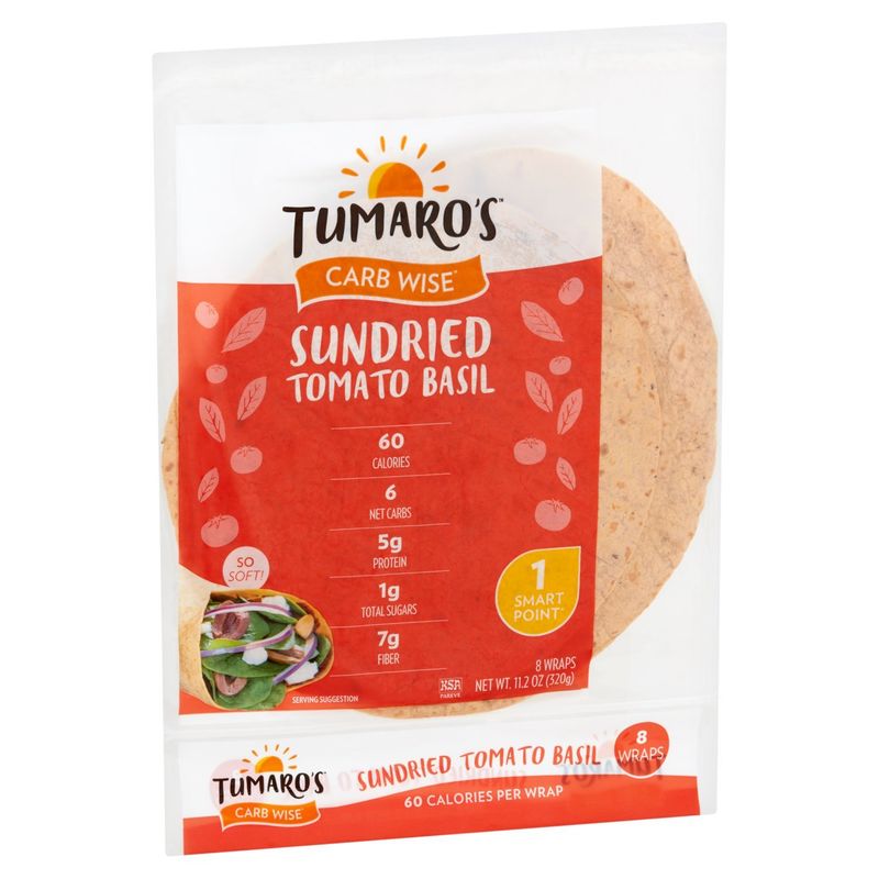 Tumaro's Carb Wise Sundried Tomato Basil Wraps, 8 count, 11.2 oz