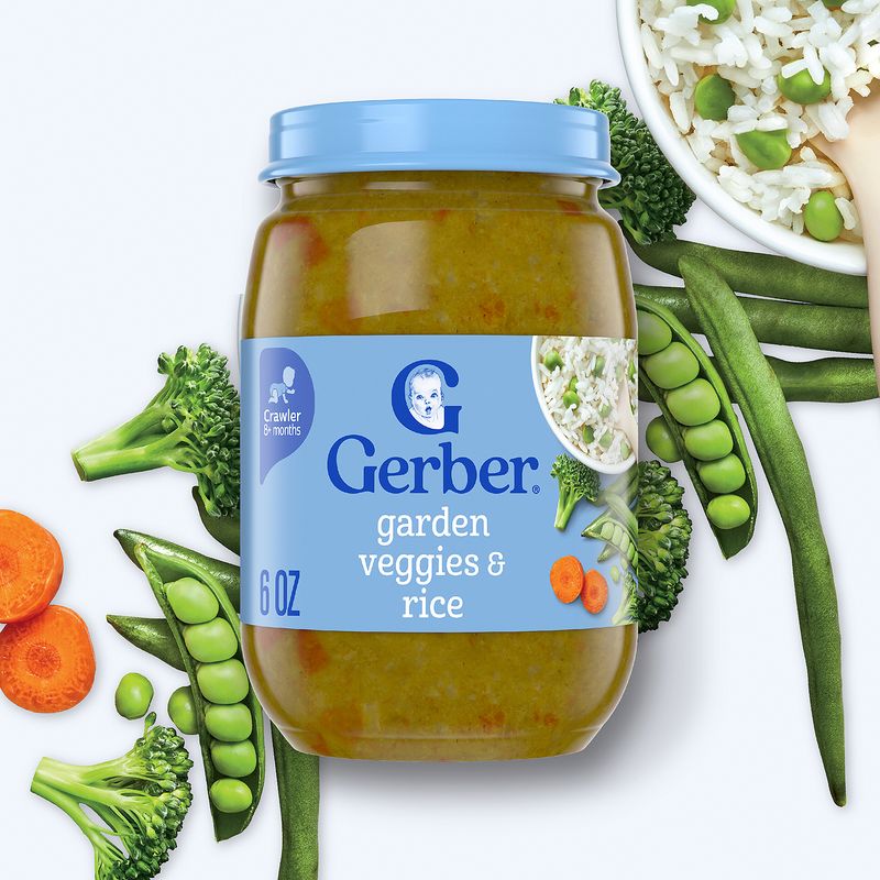 Gerber Garden Veggies &amp; Rice Baby Food, Crawler 8+ months, 6 oz