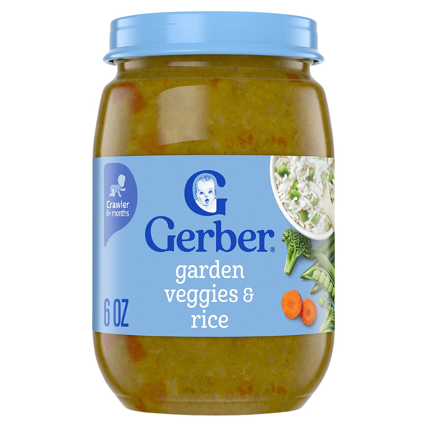 Gerber Garden Veggies &amp; Rice Baby Food, Crawler 8+ months, 6 oz