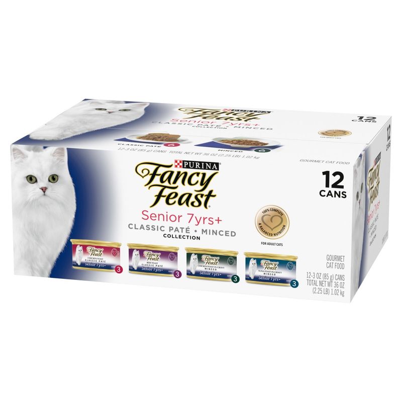 Purina Fancy Feast Classic Paté/Minced Collection Gourmet Cat Food, Senior 7yrs+, 3 oz, 12 count