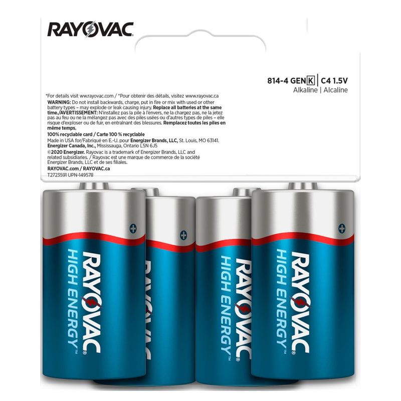 Rayovac High Energy C 1.5V Alkaline Batteries, 4 count