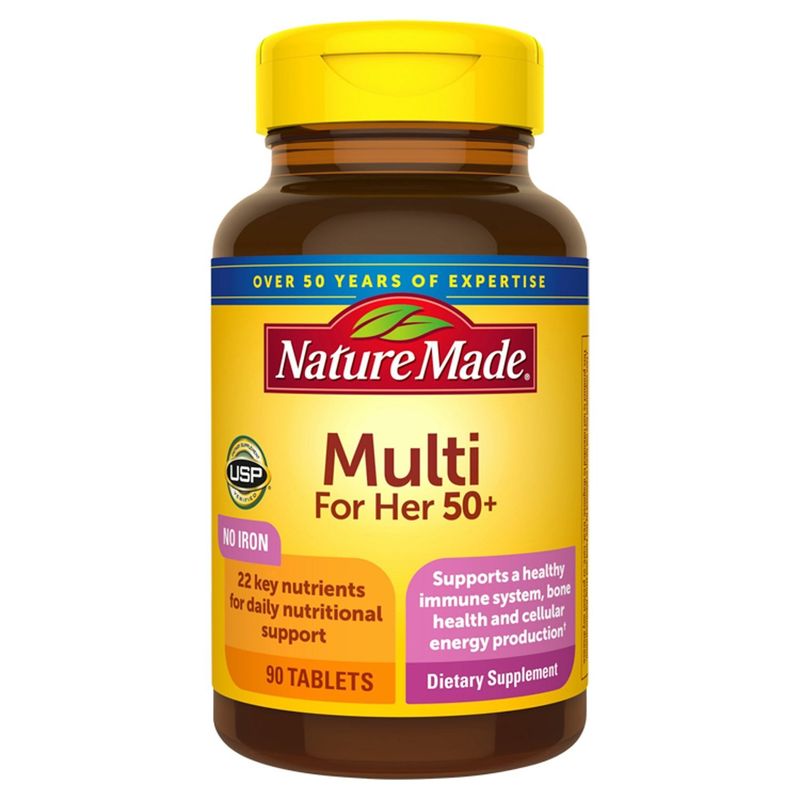 Nature Made Multivitamin For Her 50+ Tablets with No Iron, 90 Count
