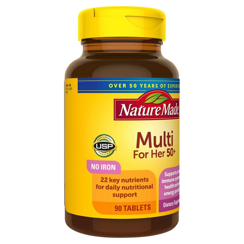 Nature Made Multivitamin For Her 50+ Tablets with No Iron, 90 Count
