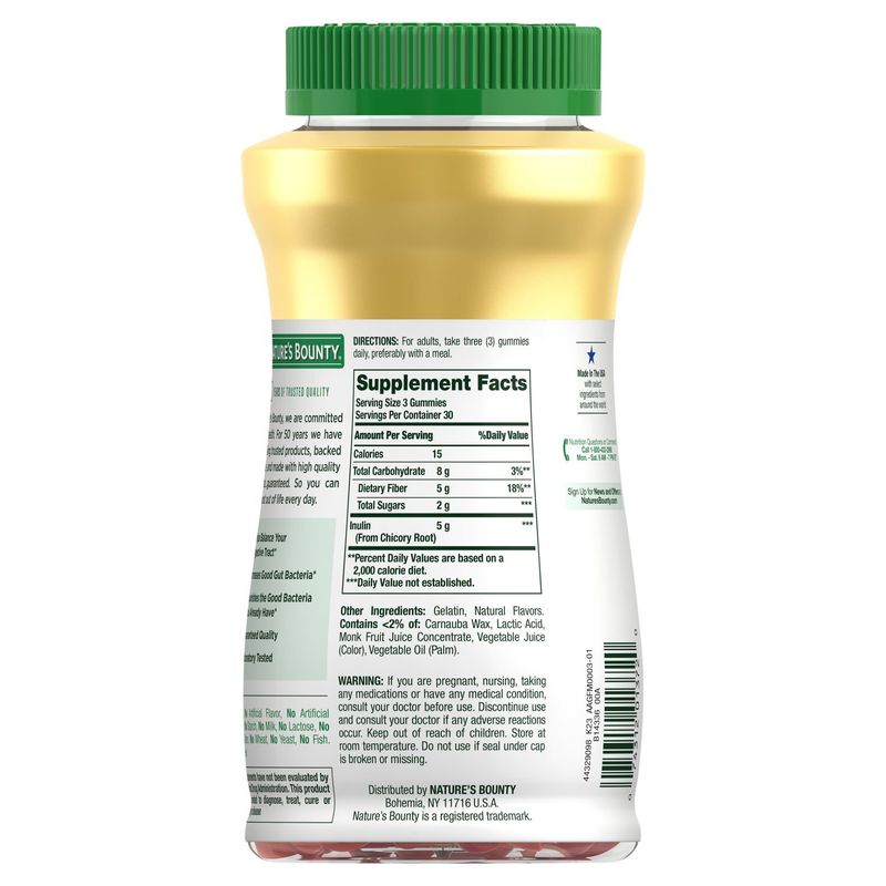 Nature's Bounty Strawberry &amp; Raspberry Flavored Fiber Gummies Dietary Supplement, 90 count