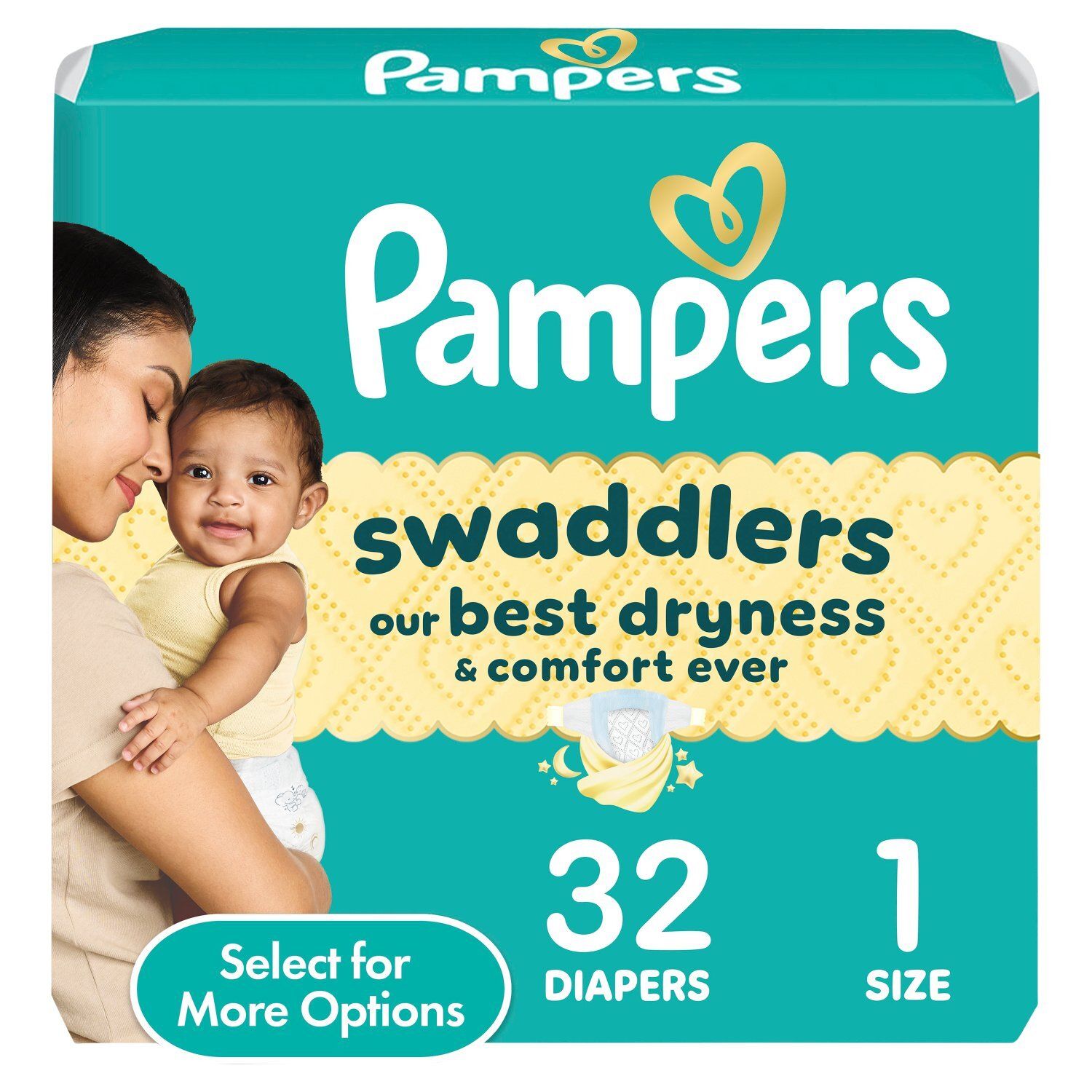 Pampers Swaddlers Diapers Jumbo Pack, Size 1, 8-14 lbs, 32 count