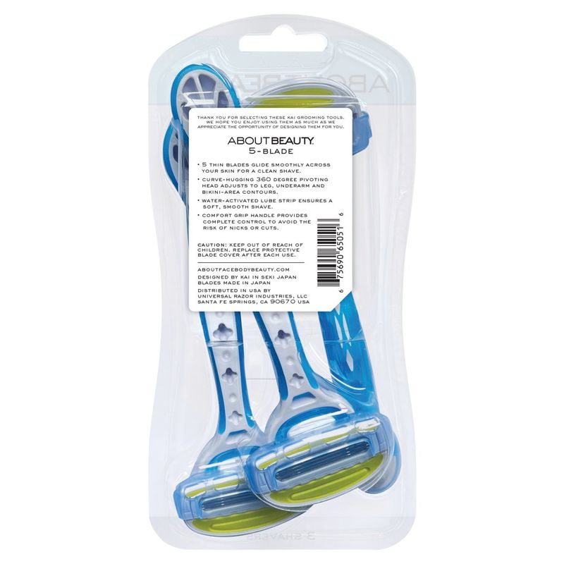 About Beauty 5-Blade Sensitive Shavers, 3 count