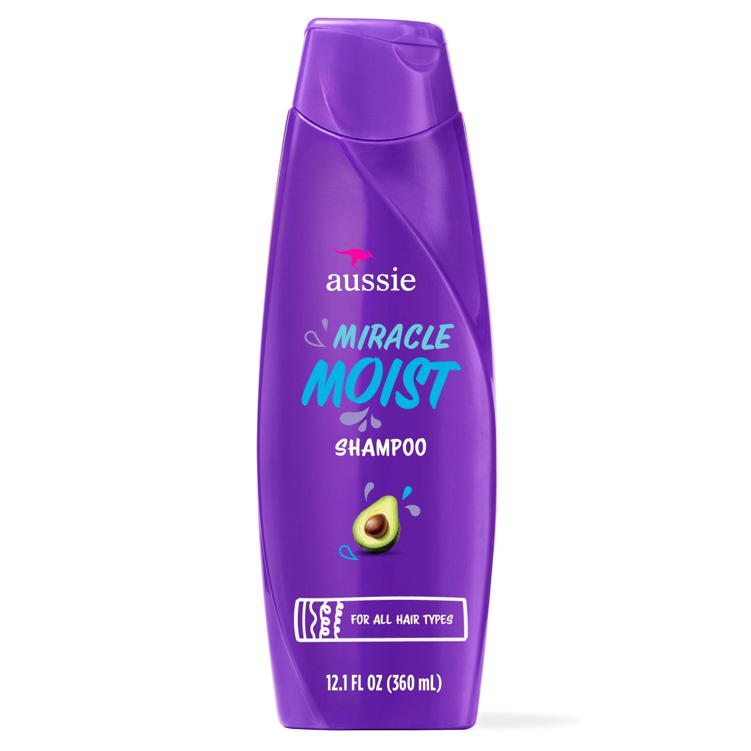 Aussie Miracle Moist Shampoo for Dry Hair and All Hair Types, Moisturizing, Paraben-Free, 12.1 fl o