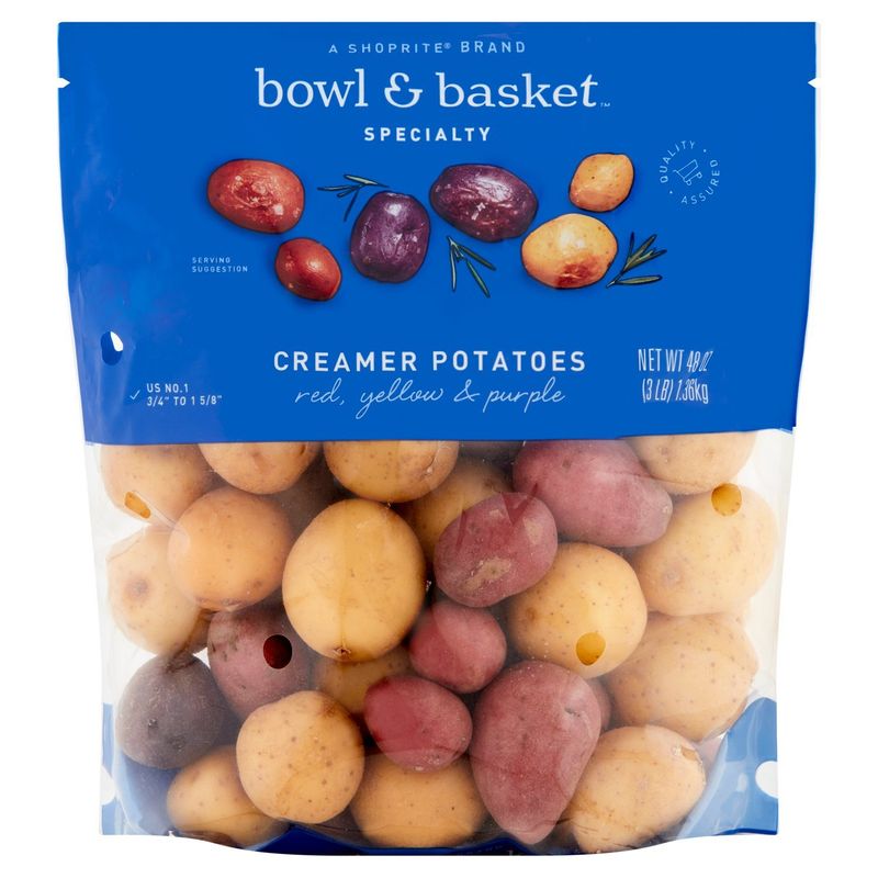 Bowl &amp; Basket Specialty Red, Yellow &amp; Purple Creamer Potatoes, 3 lb bag
