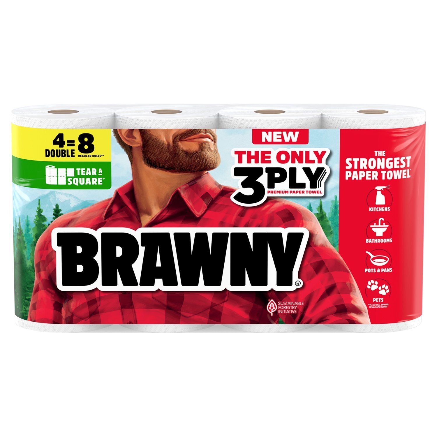 Brawny Tear-A-Square Paper Towel, 4 count