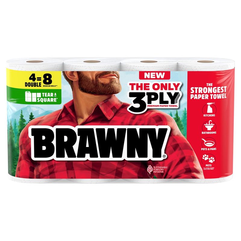 Brawny Tear-A-Square Paper Towel, 4 count