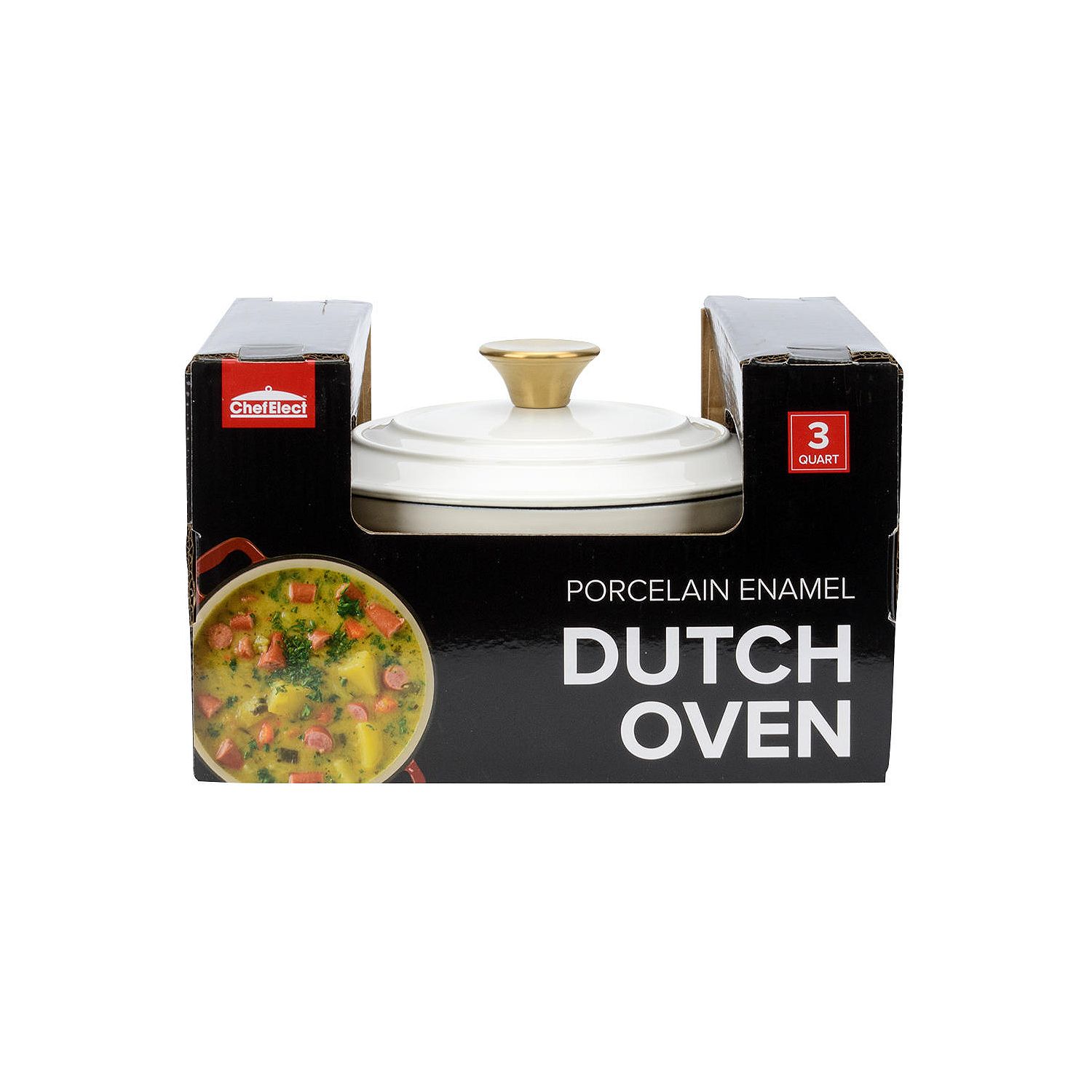 ChefElect White Cast Iron Dutch Oven, 3qt.