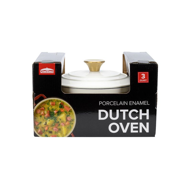 ChefElect White Cast Iron Dutch Oven, 3qt.