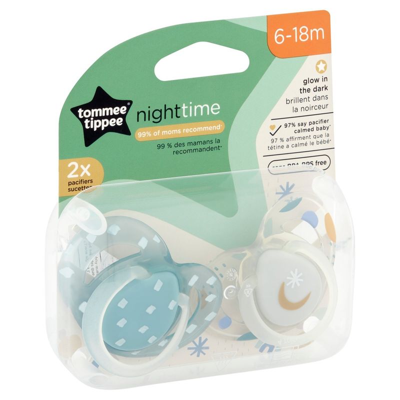 Tommee Tippee Nighttime Pacifiers, 6-18m, 2 count