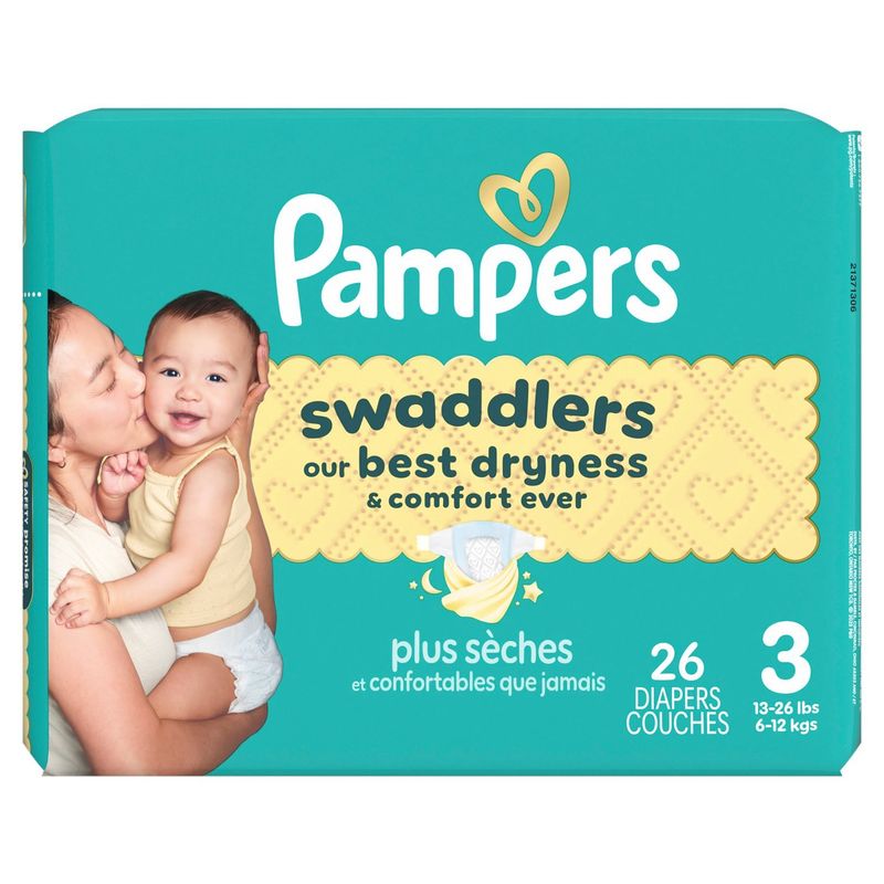 Pampers Swaddlers Diapers Jumbo Pack, Size 3, 13-26 lbs, 26 count