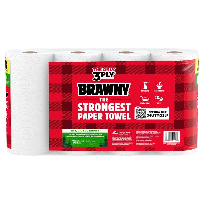 Brawny Tear-A-Square Paper Towel, 4 count