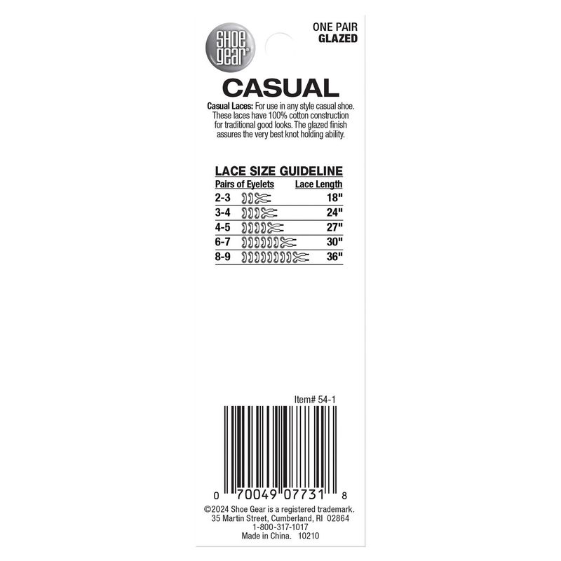 Shoe Gear 36'' Casual Glazed Cotton Laces, 1 pair