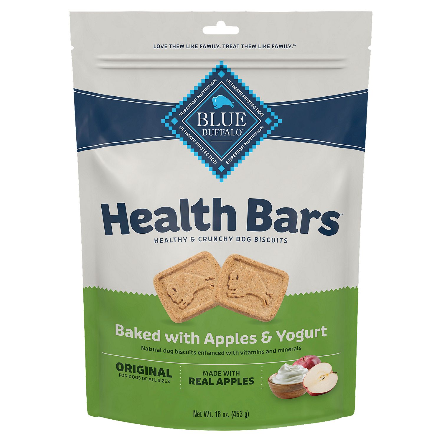 Blue Buffalo Health Bars Baked with Apples &amp; Yogurt Original Healthy &amp; Crunchy Dog Biscuits, 16 oz