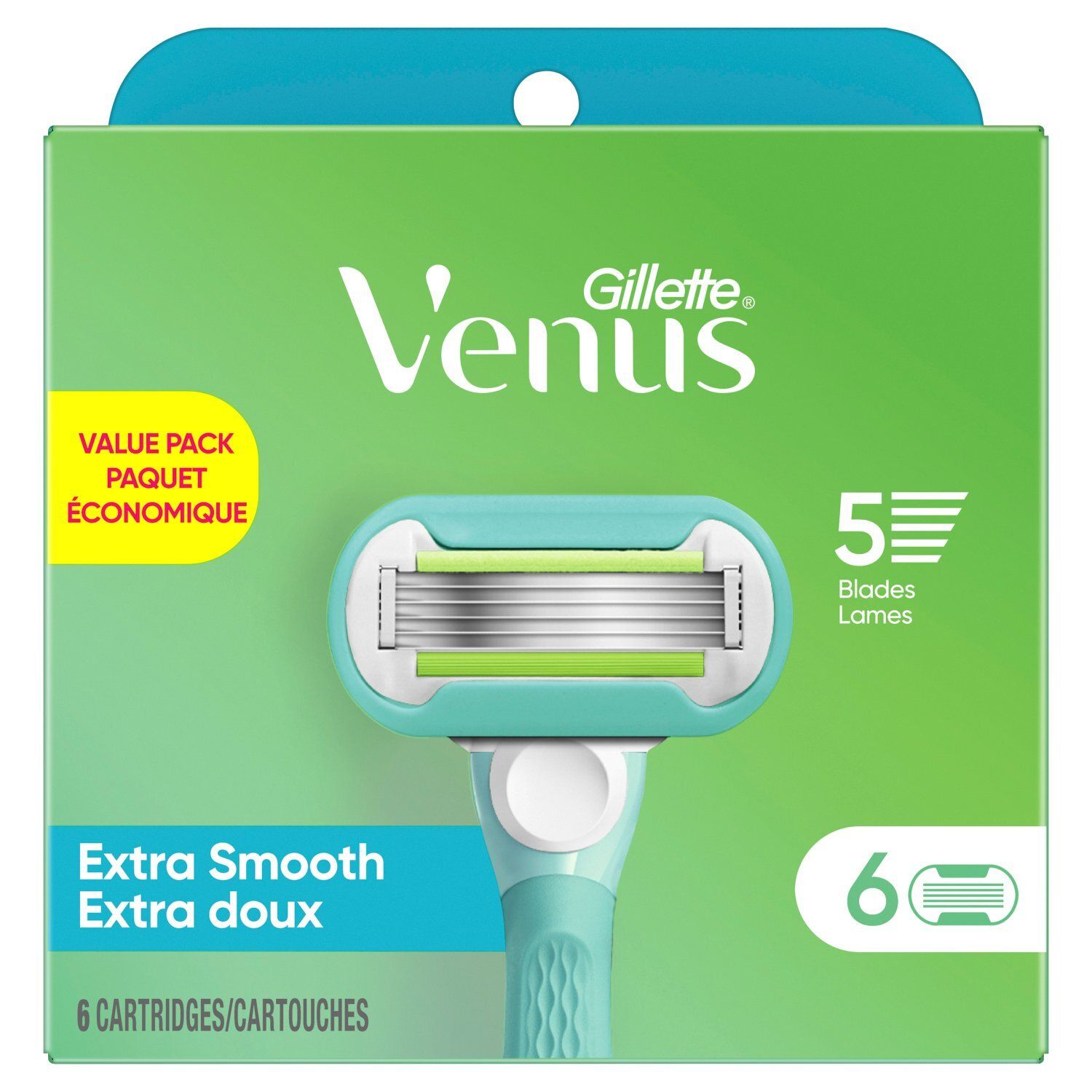 Gillette Venus Extra Smooth Cartridges Value Pack, 6 count
