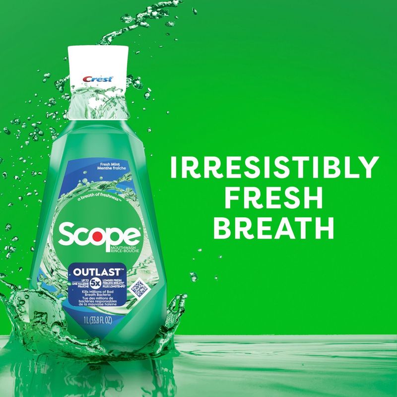 Crest Scope Outlast Fresh Mint Mouthwash, 33.8 fl oz