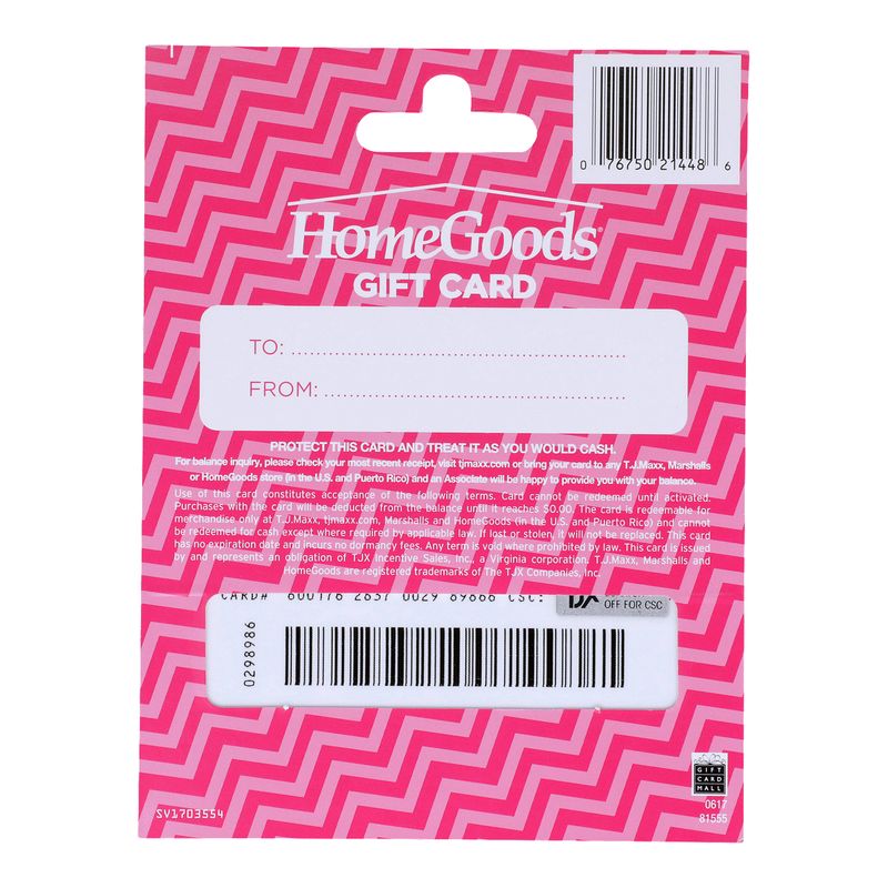 Home Goods $25 Gift Card   , 1 each