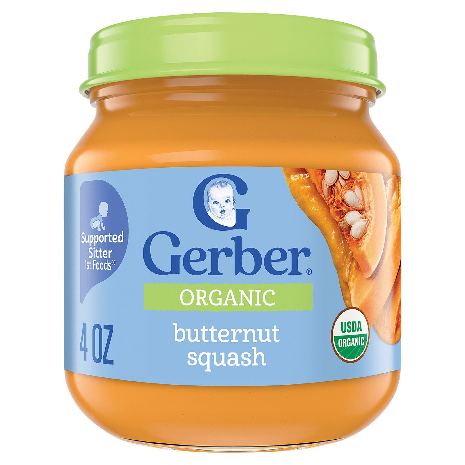 Gerber 1st Foods Organic Butternut Squash Baby Food, Supported Sitter, 4 oz