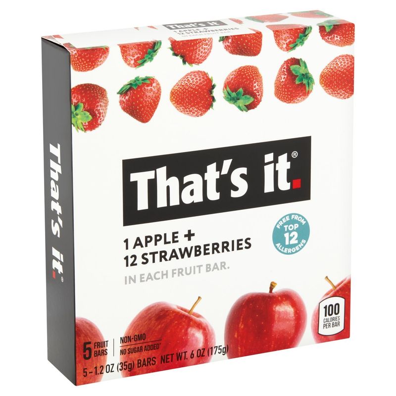 That's It Apple + Strawberries Fruit Bars, 1.2 oz, 5 count