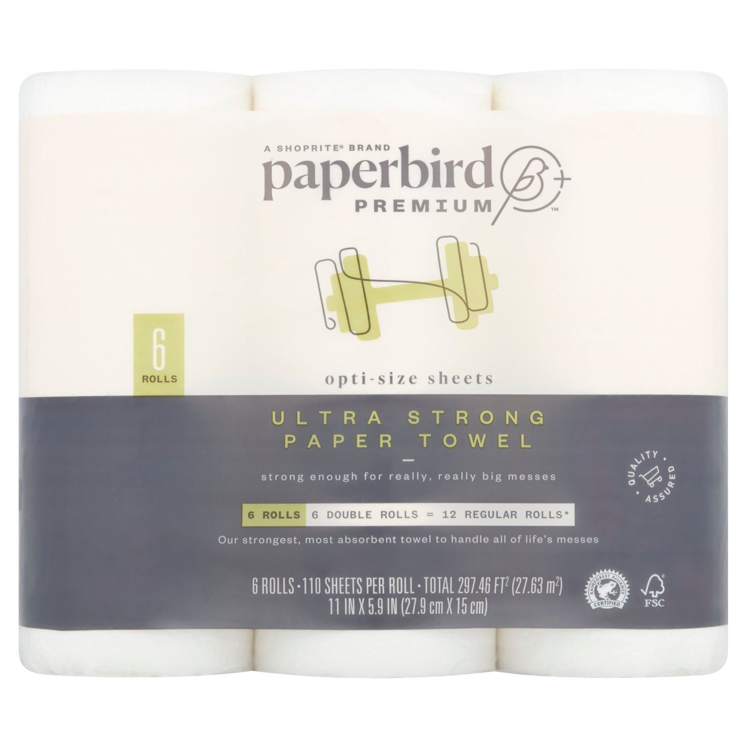 Paperbird Premium Ultra Strong Paper Towel, 110 sheets per roll, 6 count