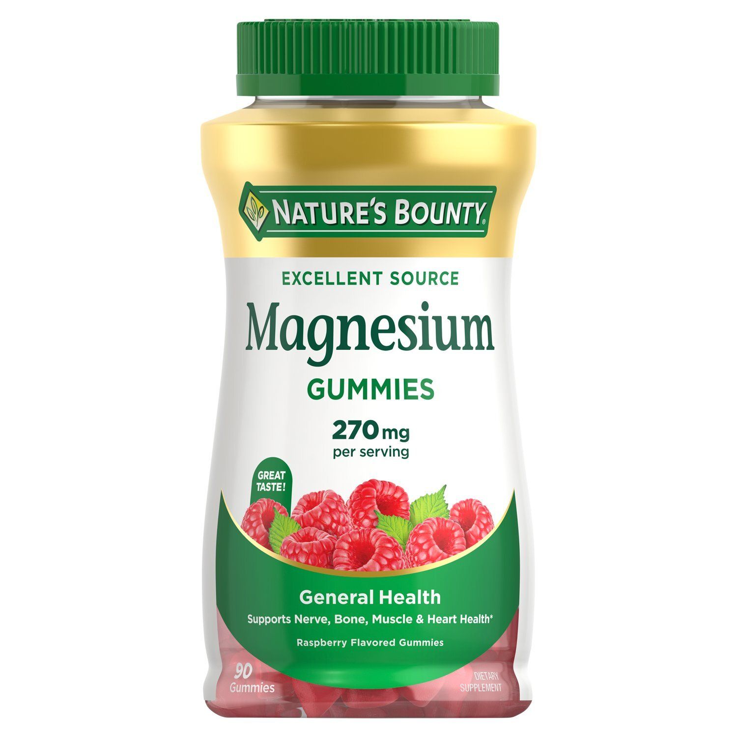 Nature's Bounty Magnesium Raspberry Flavored Gummies Dietary Supplement, 90 count
